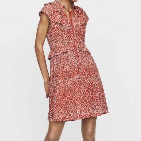 Maje chiffon leopard print orange dress - Picture 2 of 9